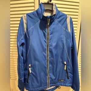 Blue Athletic Jacket with Silver Reflective Accents